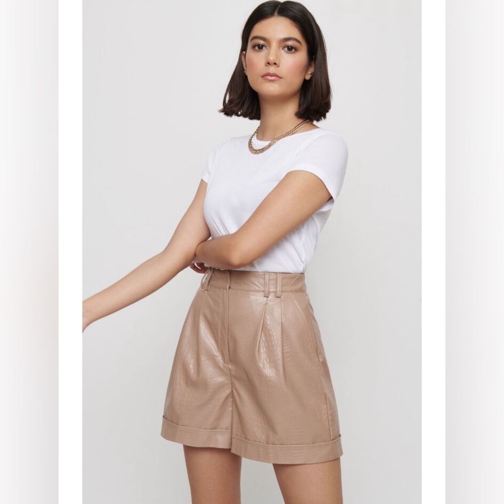 Dynamite Faux Crocodile Skin Short, Medium, Irish Cream Beige